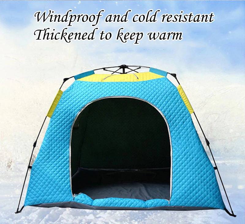 Cheap Goat Tents Winter Ice Fishing Tent Thickened Keep Warm Cotton Tent Outdoor Fully Automatic Quick Open Camping Tent 1.7 M Height Big Space Tents 